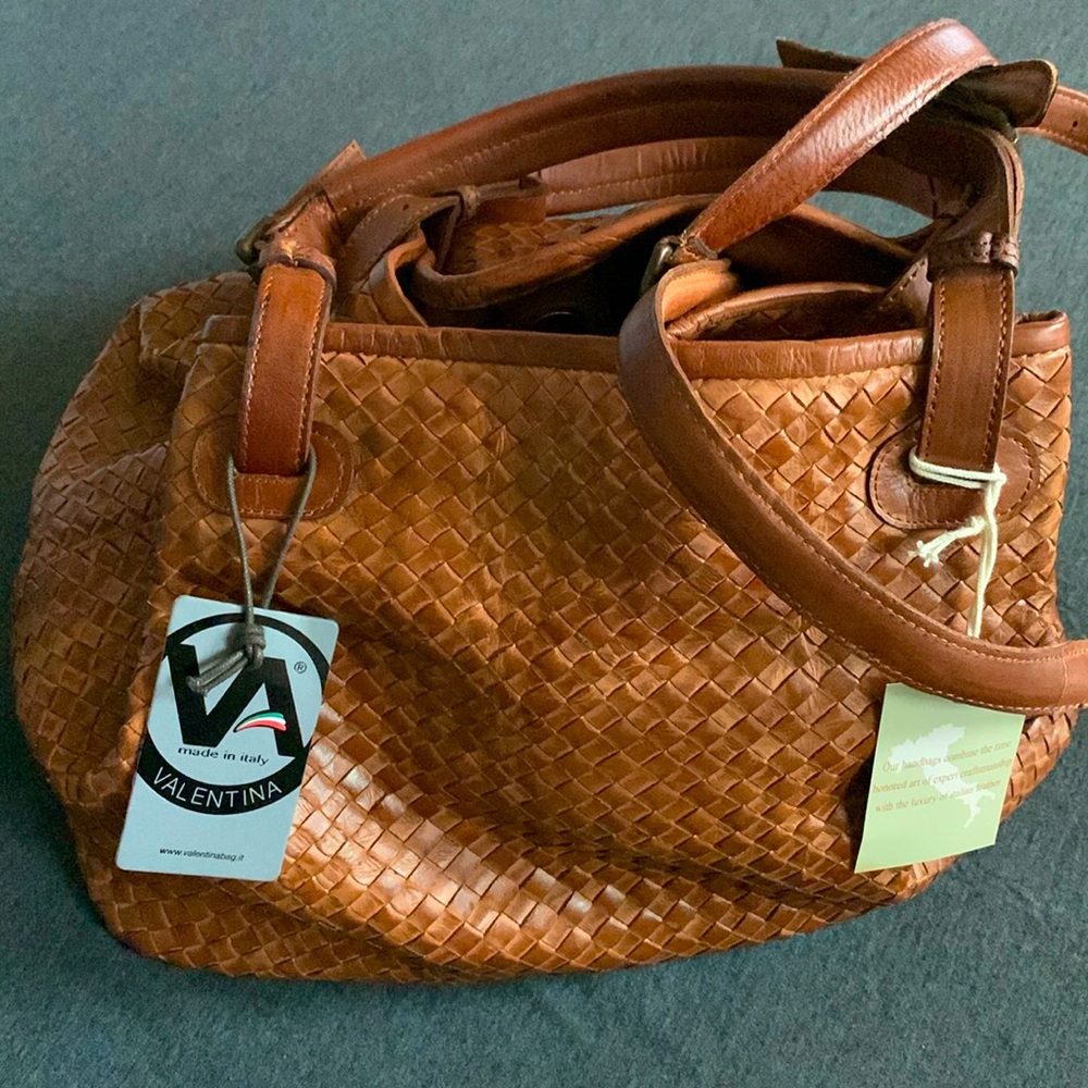 Brand New- Valentina Italian Woven Leather Bag